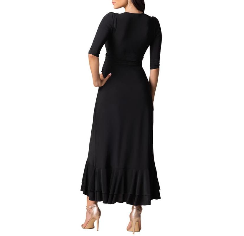 Womens Veronica Ruffle Faux Wrap Evening Gown