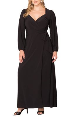 KIYONNA Women's Plus Size Modern Muse Long Sleeve Wrap Gown