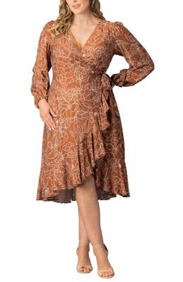 KIYONNA Women's Plus Size Julia Long Sleeve Wrap Dress
