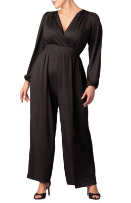 KIYONNA Women's Plus Size Brigitte Long Sleeve Wide Leg Jumpsuit