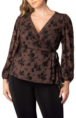 KIYONNA Women's Plus Size Alissa Long Sleeve Wrap Top, 0X