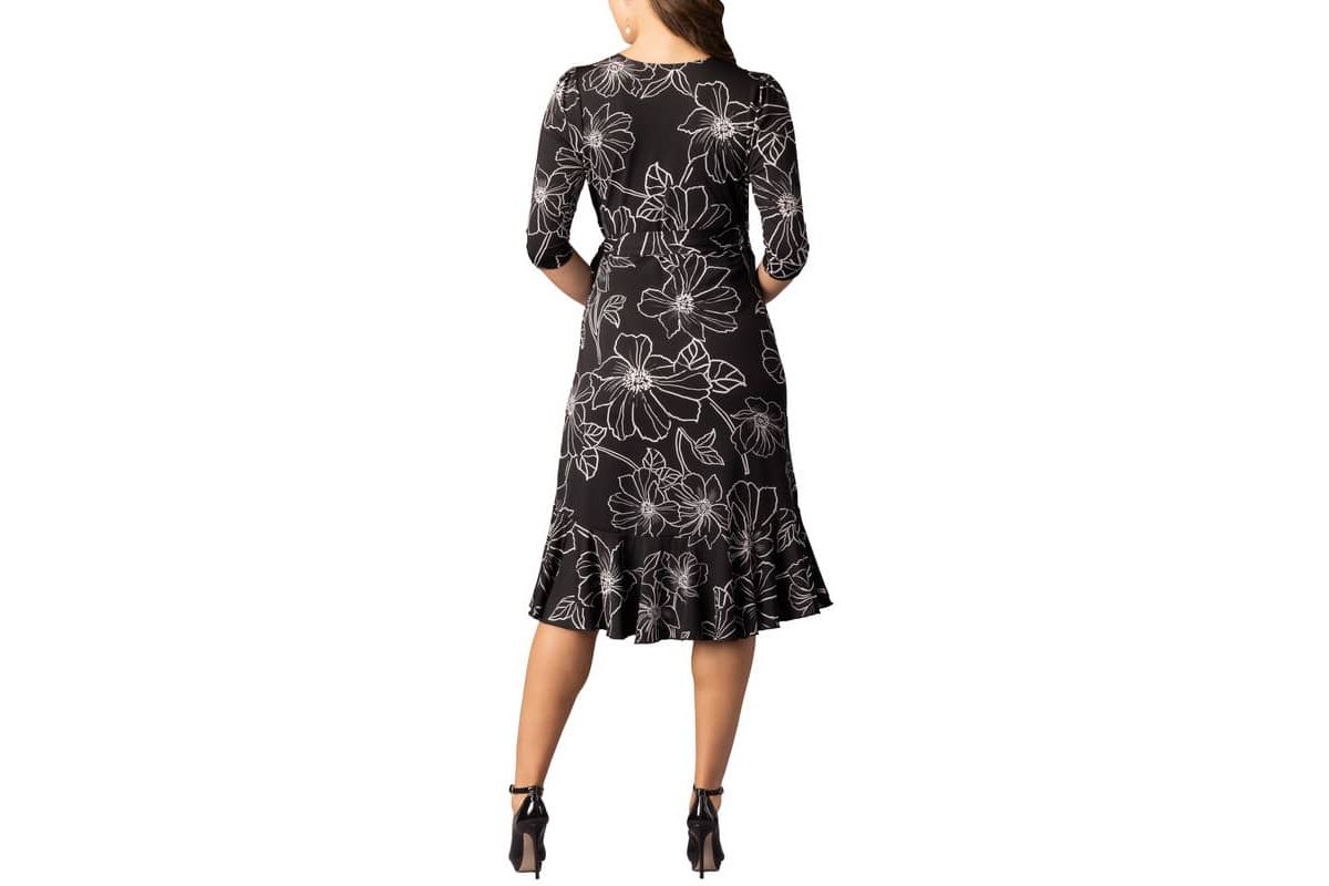 Womens Flirty Flounce Midi Wrap Dress
