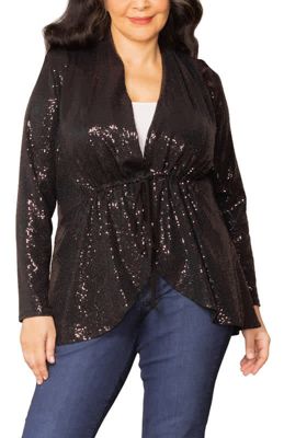 KIYONNA Women's Plus Size Glitz and Glam Sequin Cardigan, 5X