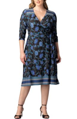 KIYONNA Women's Plus Size Beguiling Border Print Wrap Dress