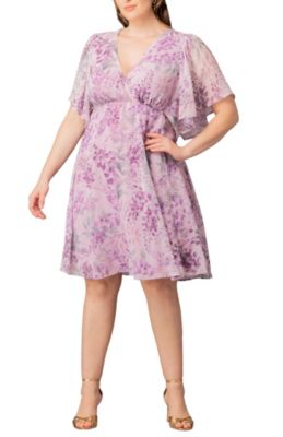 KIYONNA Women's Plus Size Florence Flutter Sleeve Dress, 5X