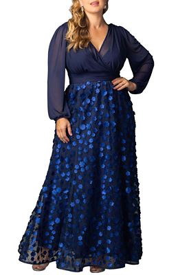 KIYONNA Women's Plus Size Blossoming Beauty Mesh Evening Gown