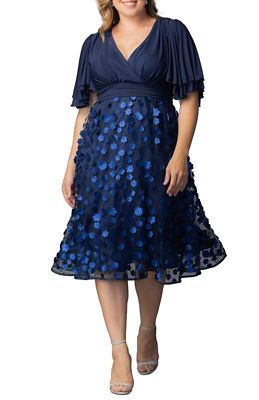 KIYONNA Women's Plus Size Pretty Petals Mesh Cocktail Dress