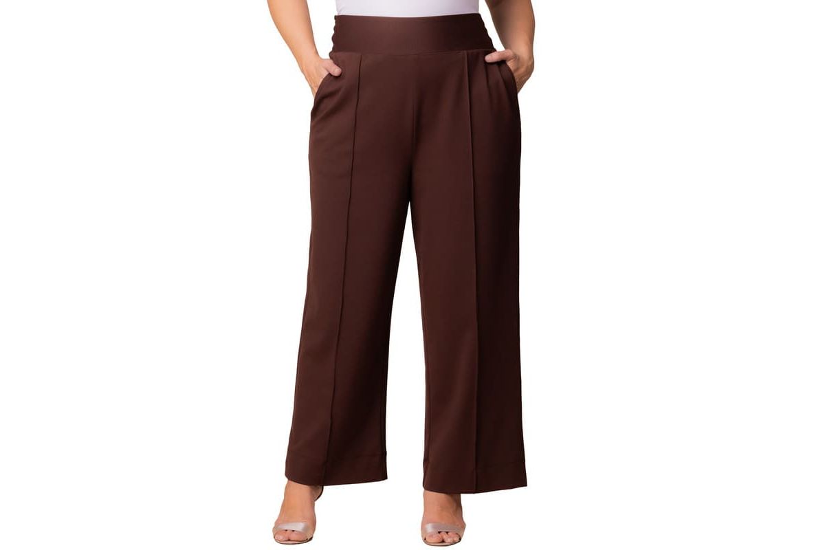 Womens Plus Size Polished Wide Leg Ponte Pants
