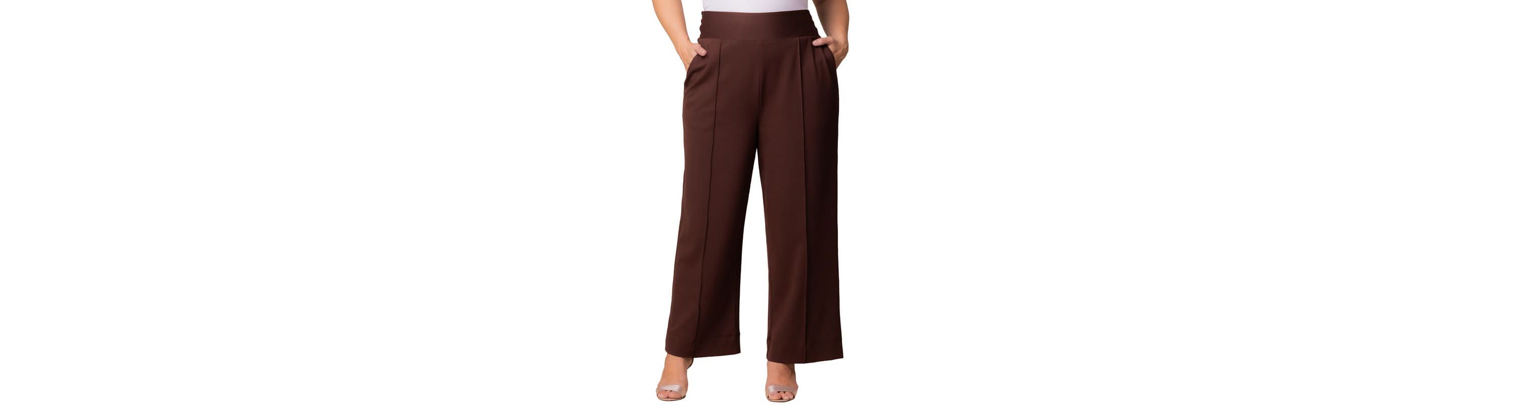 Womens Plus Size Polished Wide Leg Ponte Pants