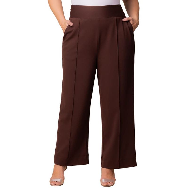 Womens Plus Size Polished Wide Leg Ponte Pants