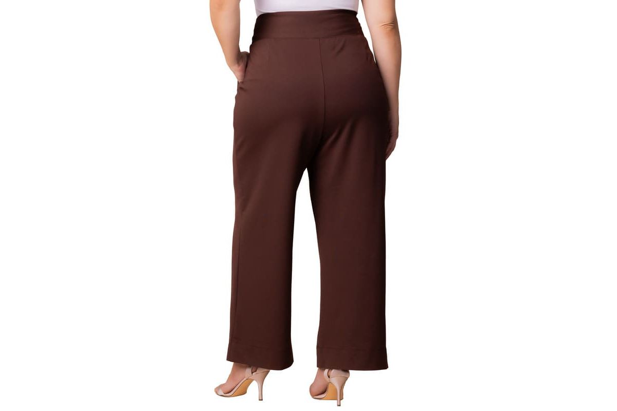 Womens Plus Size Polished Wide Leg Ponte Pants