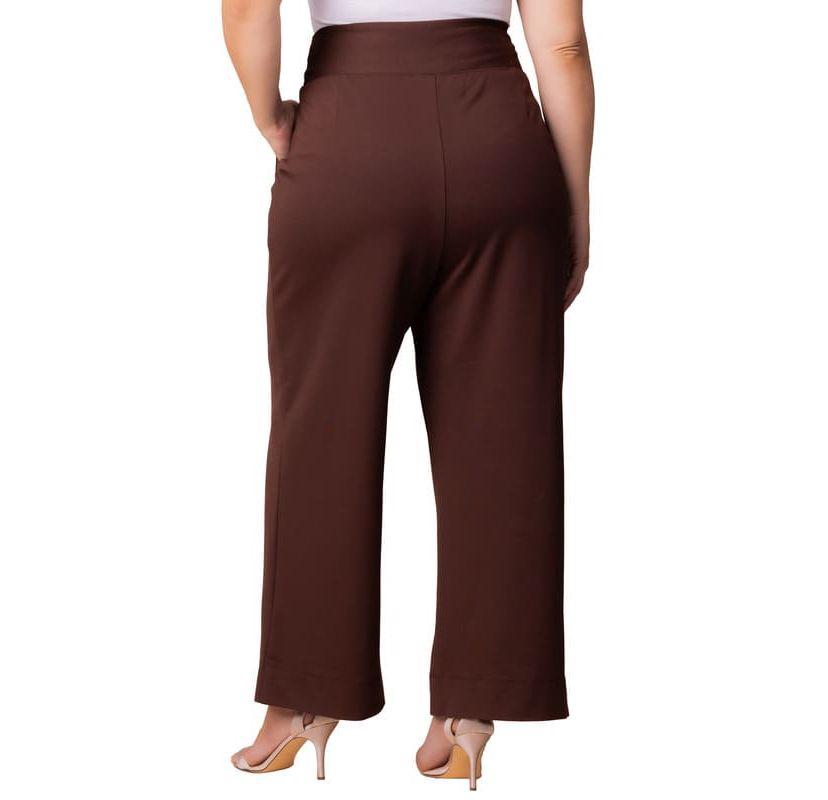 Womens Plus Size Polished Wide Leg Ponte Pants