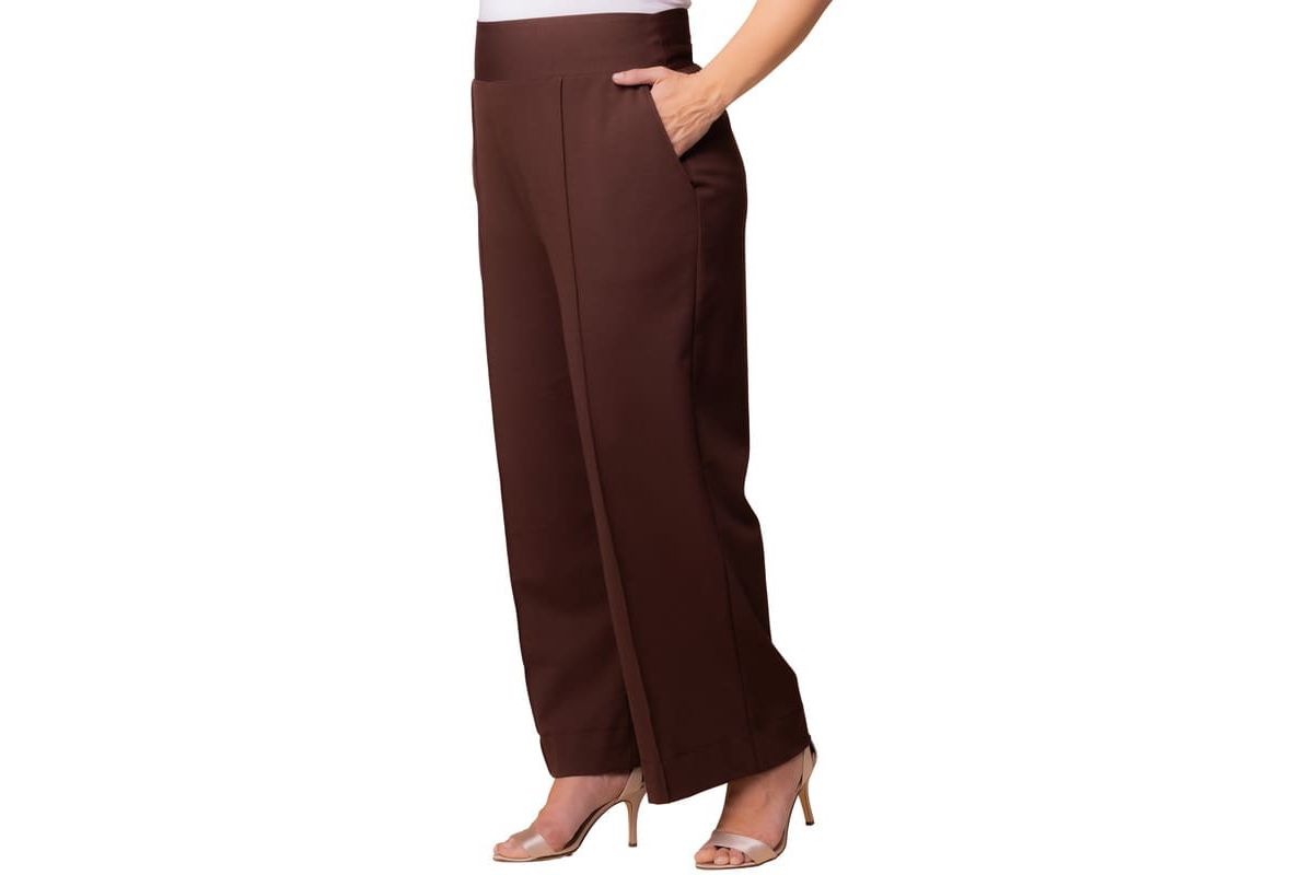 Womens Plus Size Polished Wide Leg Ponte Pants