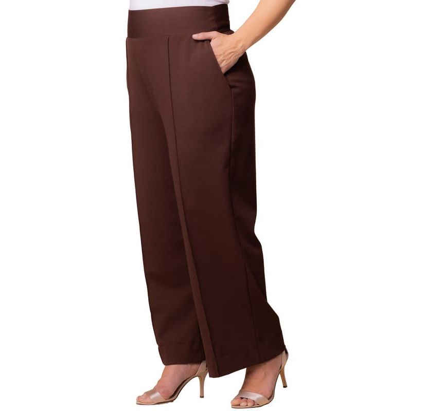 Womens Plus Size Polished Wide Leg Ponte Pants