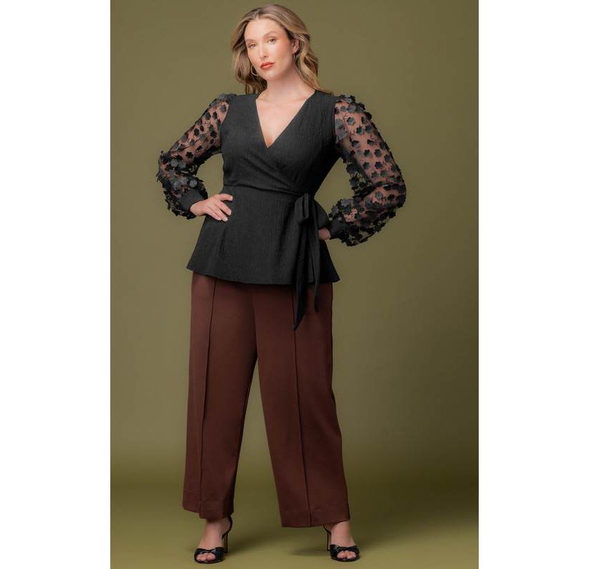 Womens Plus Size Polished Wide Leg Ponte Pants