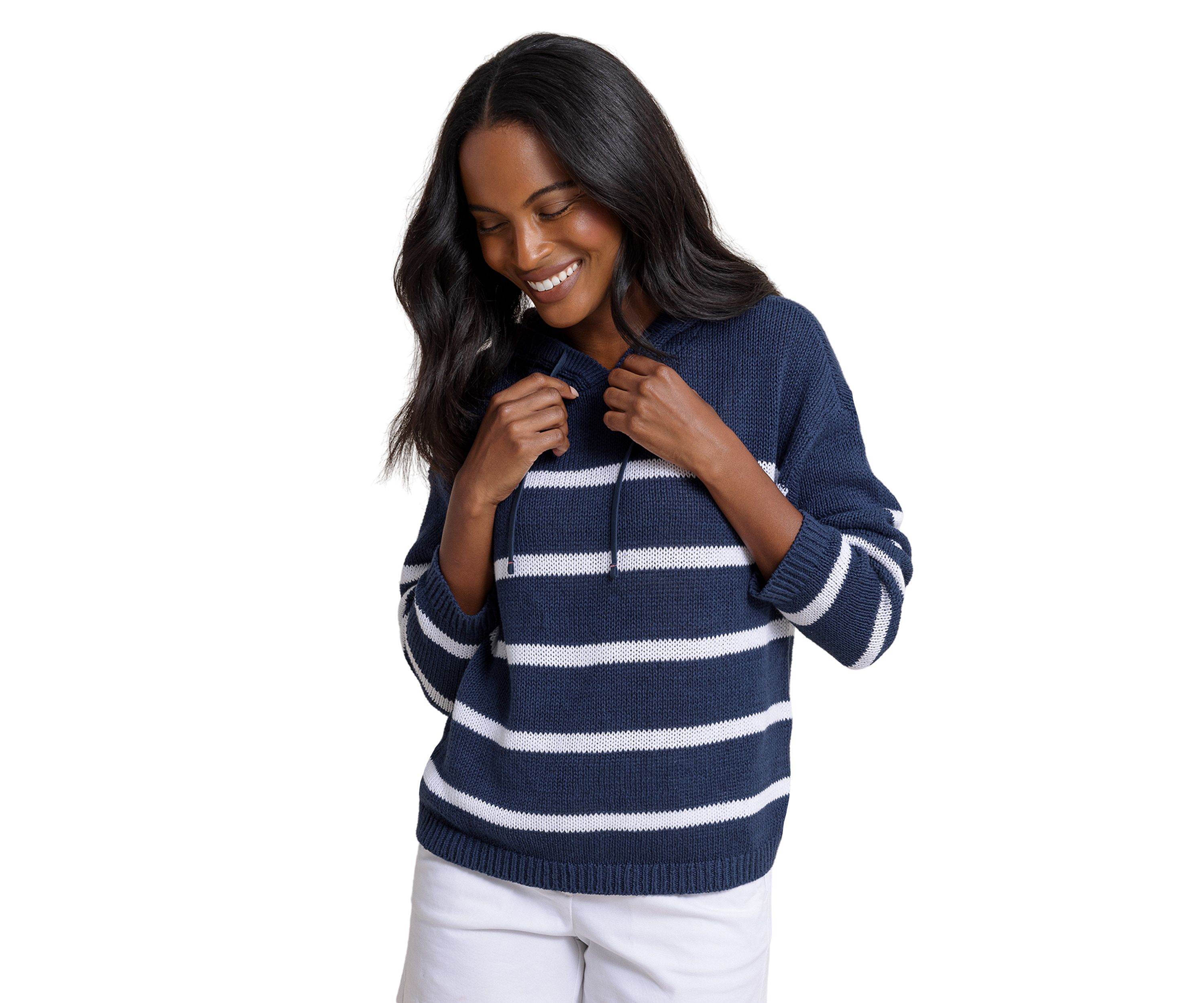 Womens Everlee Stripe Hoodie Sweater
