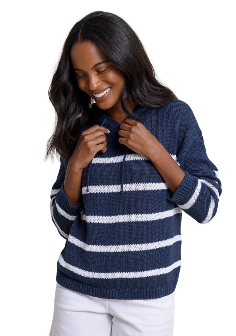 Womens Everlee Stripe Hoodie Sweater