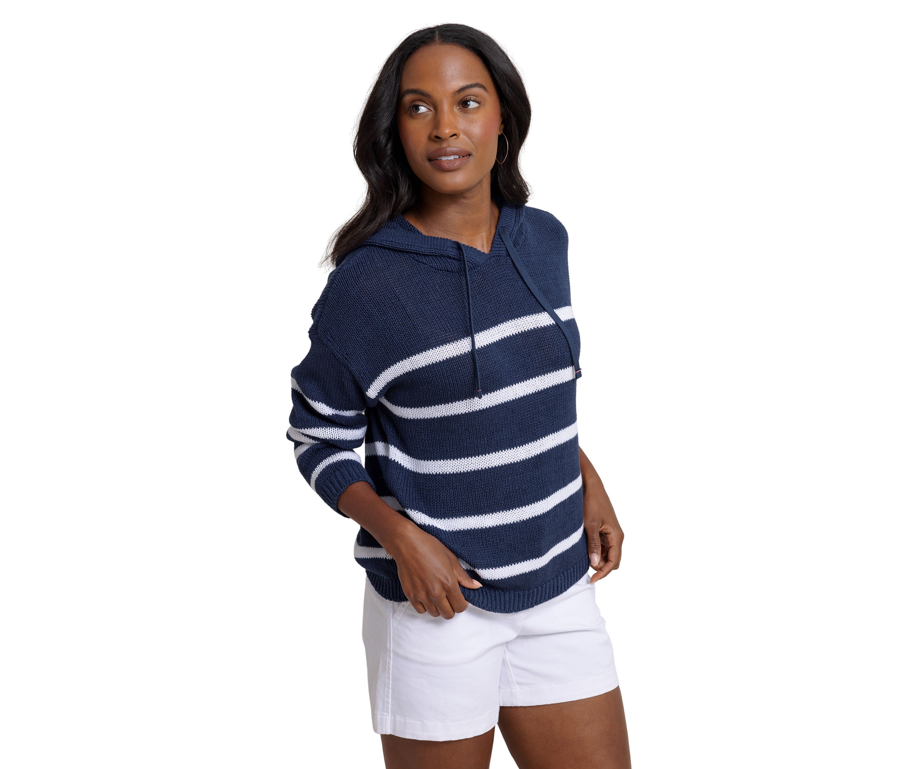 Womens Everlee Stripe Hoodie Sweater