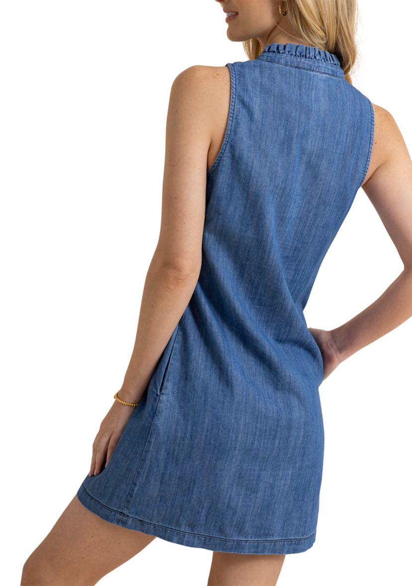 Womens Sleeveless Adelyn Denim Dress