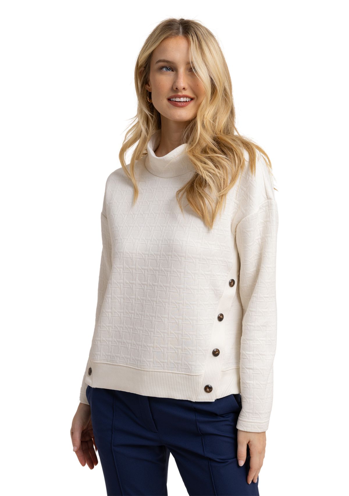 Womens Cordelia Mock Neck Quilted Pullover