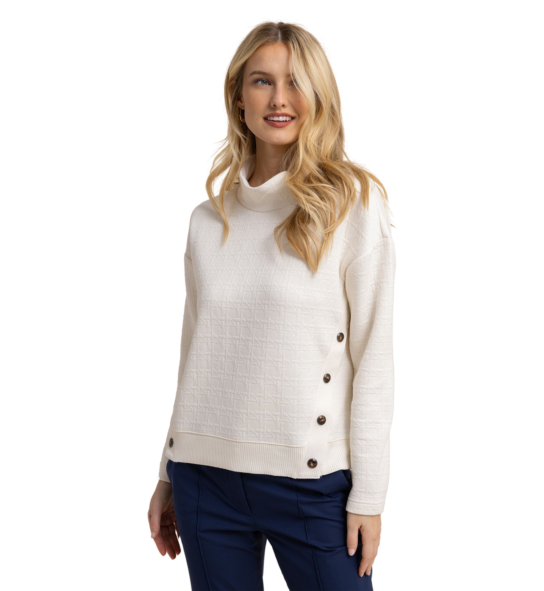 Womens Cordelia Mock Neck Quilted Pullover