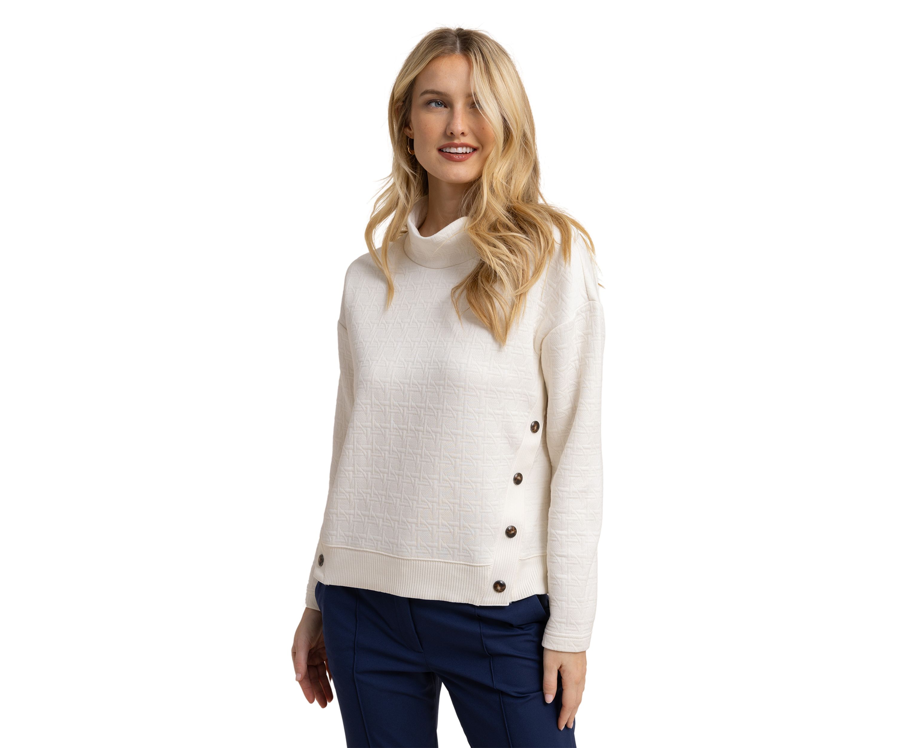 Womens Cordelia Mock Neck Quilted Pullover