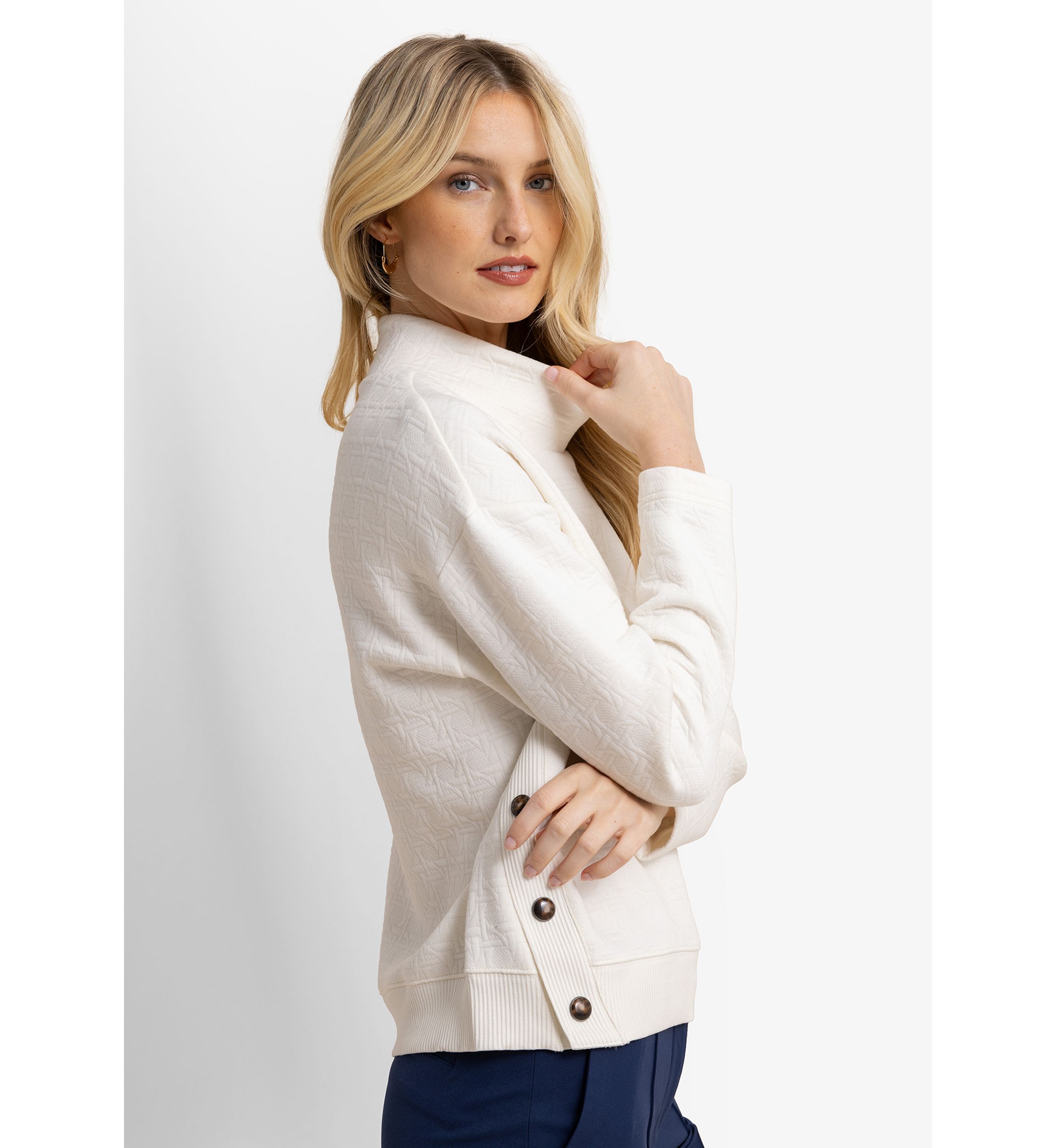 Womens Cordelia Mock Neck Quilted Pullover
