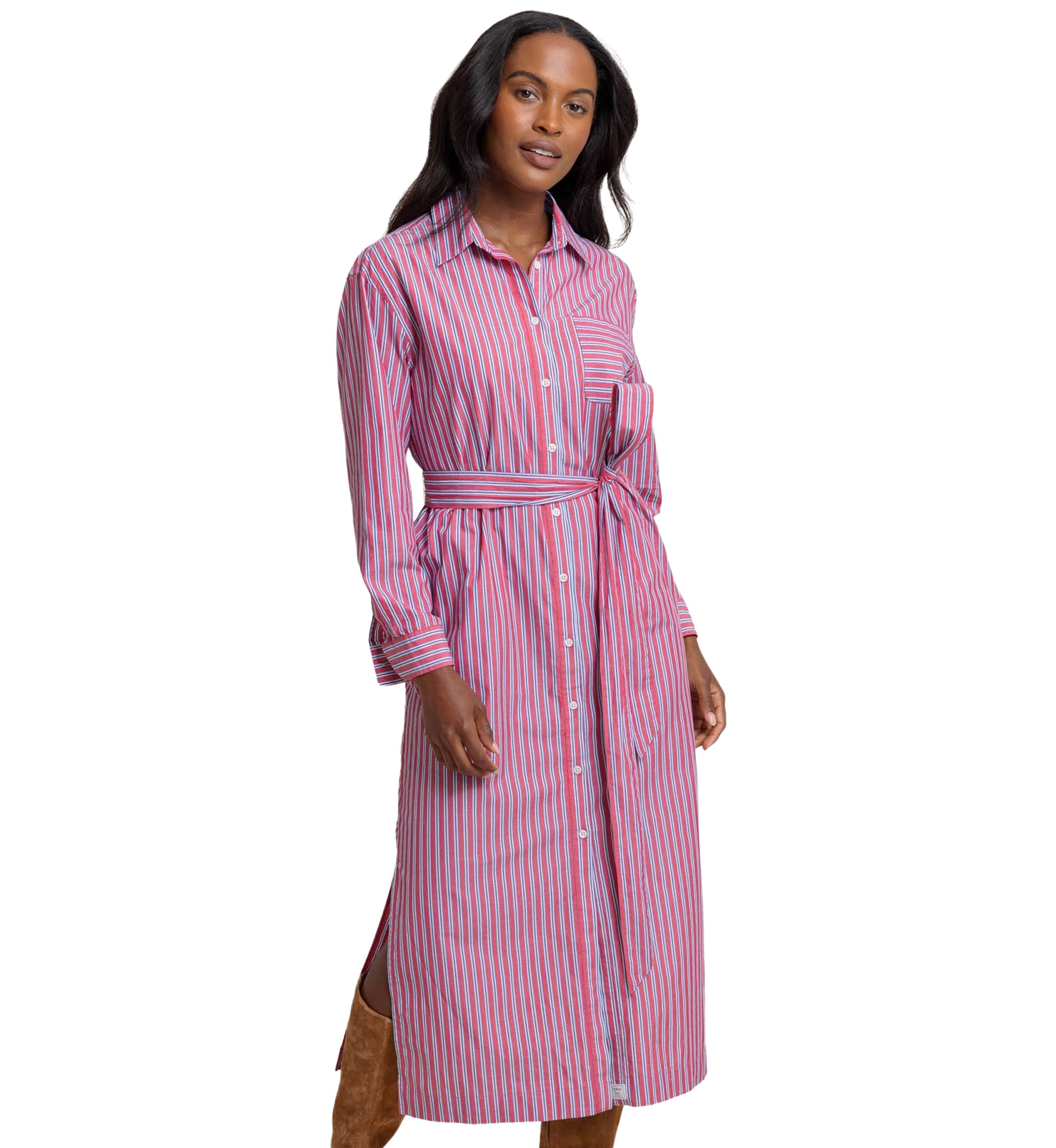Womens Farren Striped Midi Shirtdress