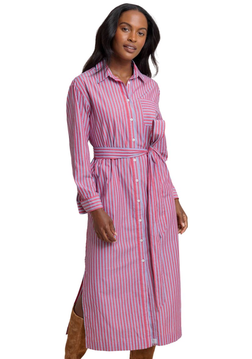 Womens Farren Striped Midi Shirtdress