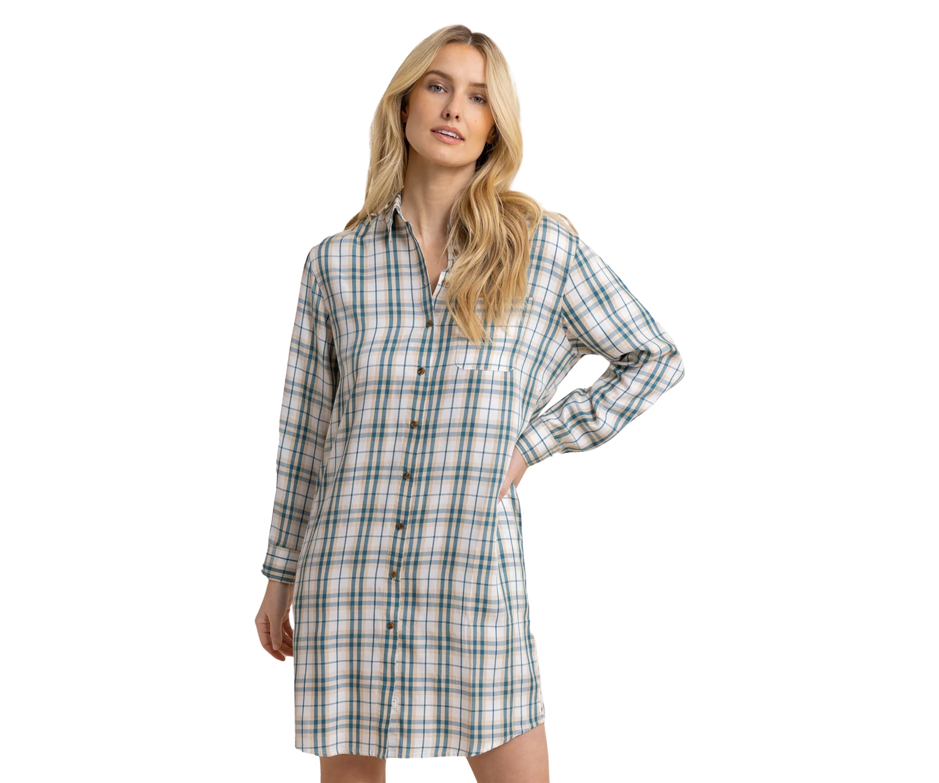 Womens Vibrant Autumn Twill Plaid Printed Dress