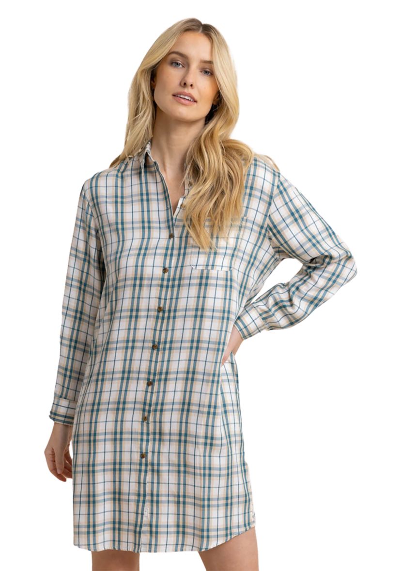 Womens Vibrant Autumn Twill Plaid Printed Dress