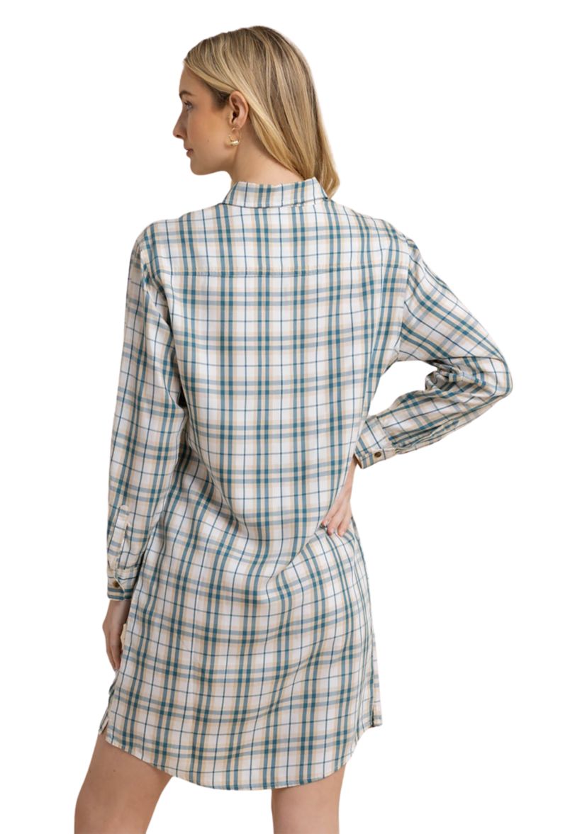 Womens Vibrant Autumn Twill Plaid Printed Dress