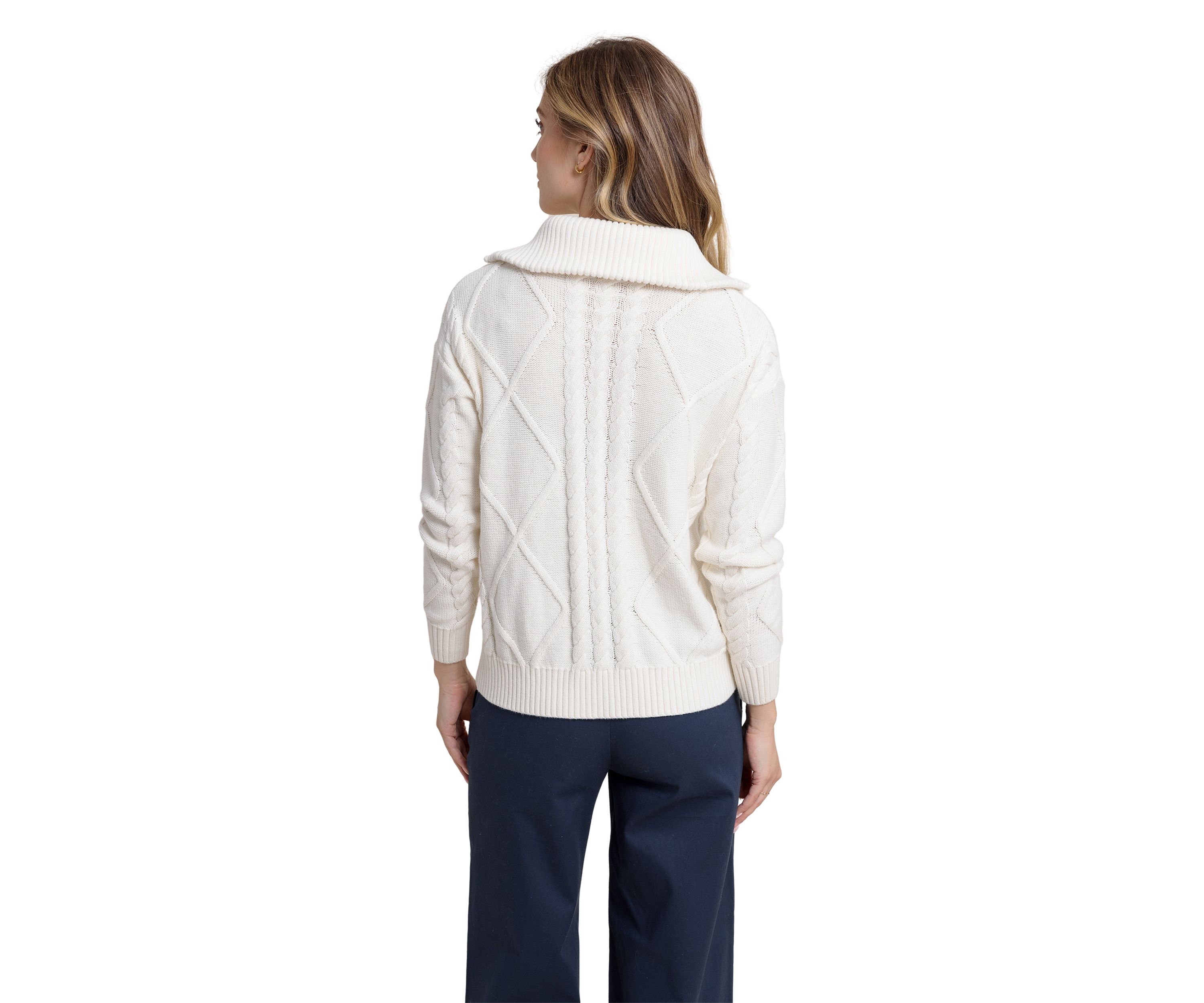 Womens Marta Cable Knit 1/4 Zip Sweater