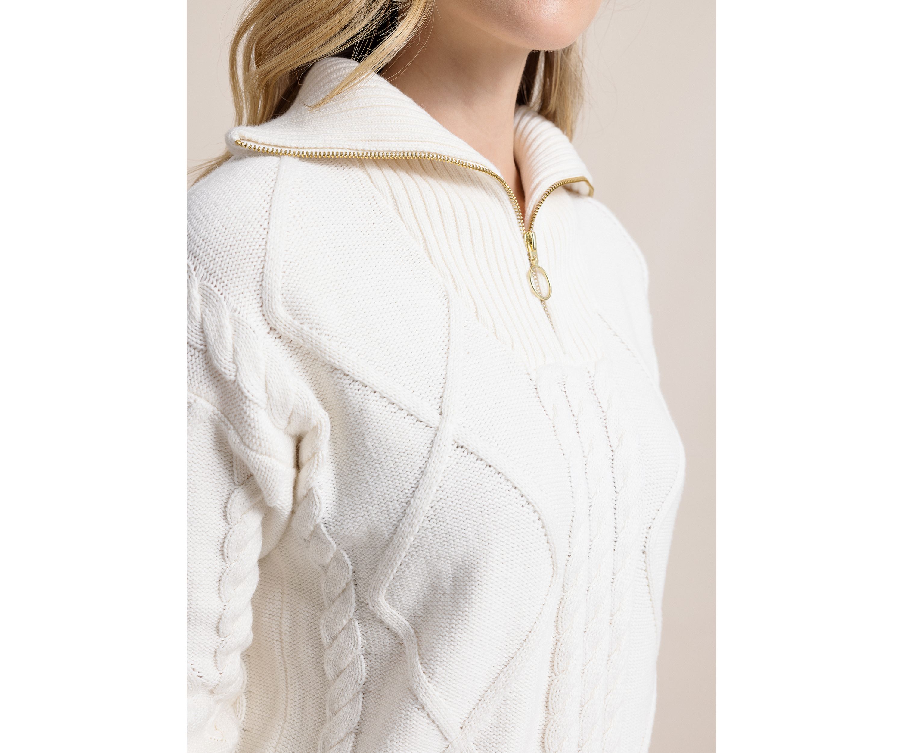 Womens Marta Cable Knit 1/4 Zip Sweater