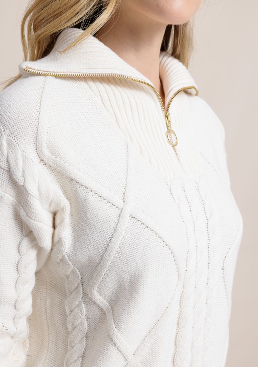 Womens Marta Cable Knit 1/4 Zip Sweater