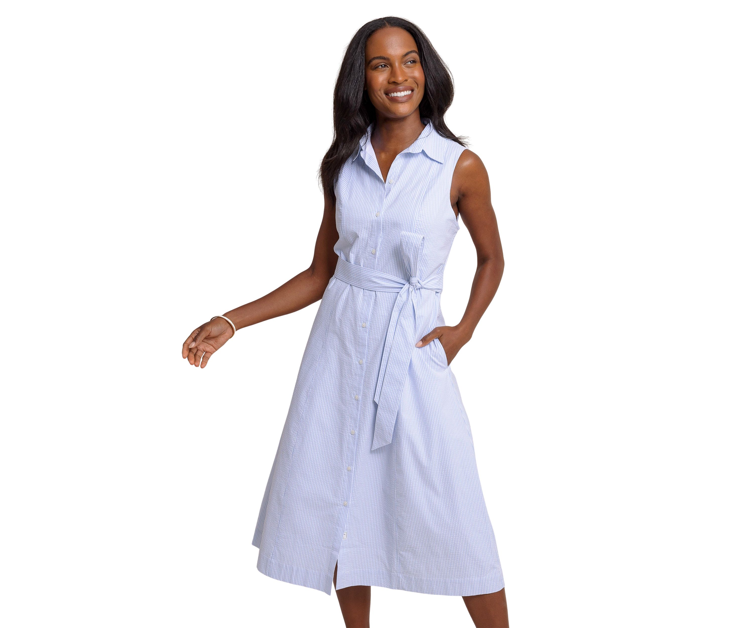 Womens Whitley Seersucker Midi Dress