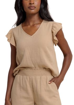 Southern Tide Women's Arden Ruffle Sleeve Top, XS
