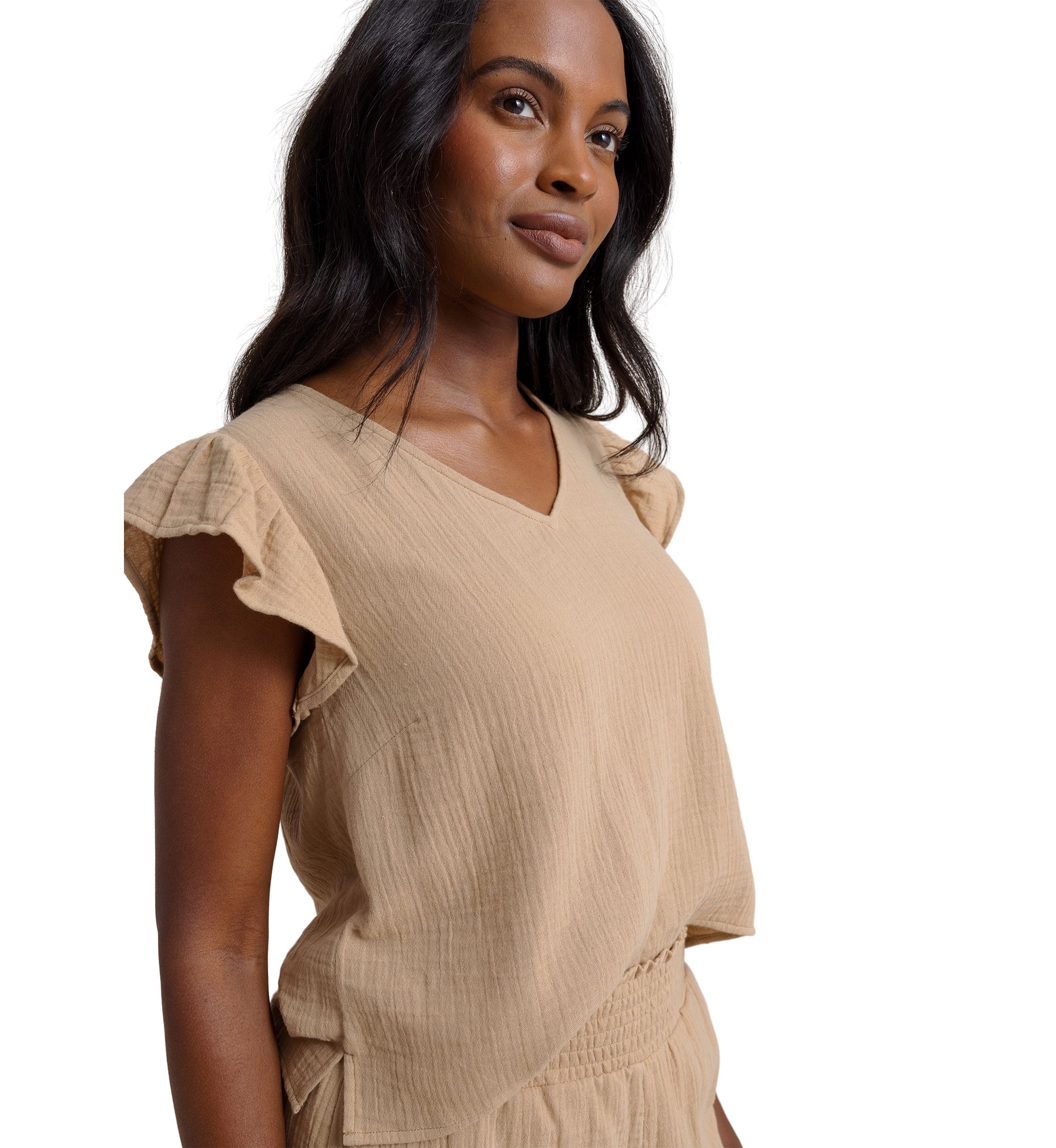 Womens Arden Ruffle Sleeve Top