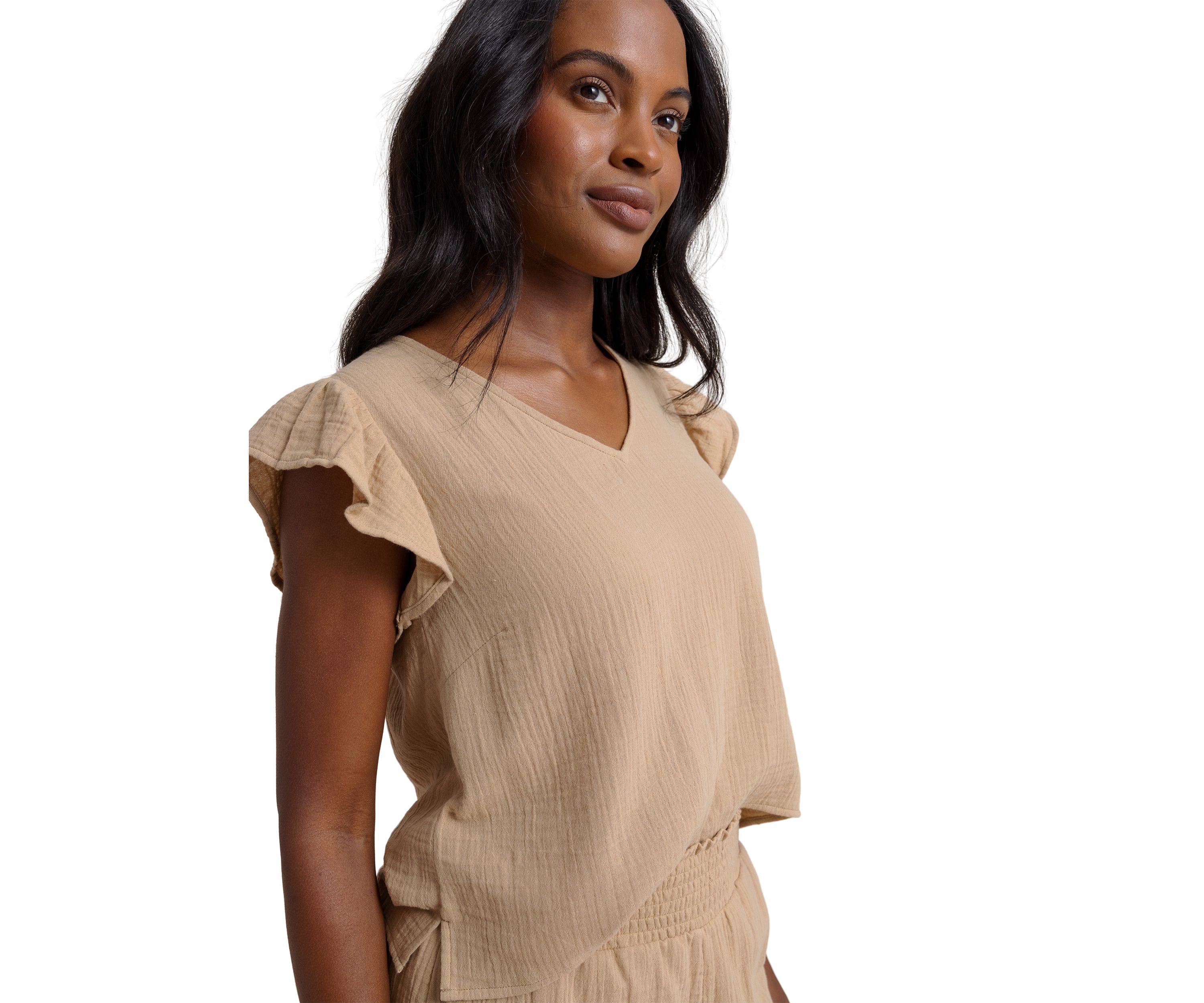Womens Arden Ruffle Sleeve Top