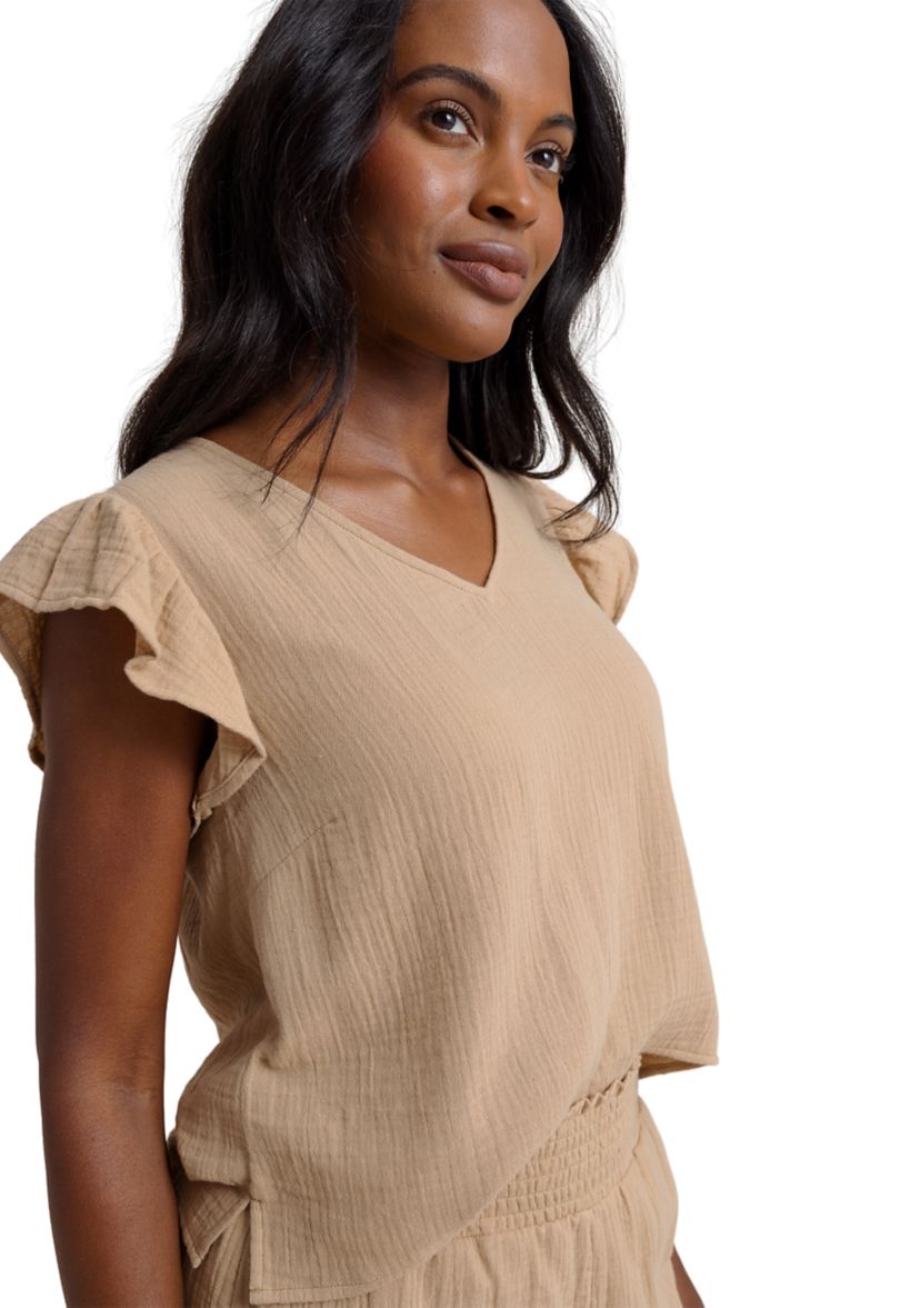 Womens Arden Ruffle Sleeve Top