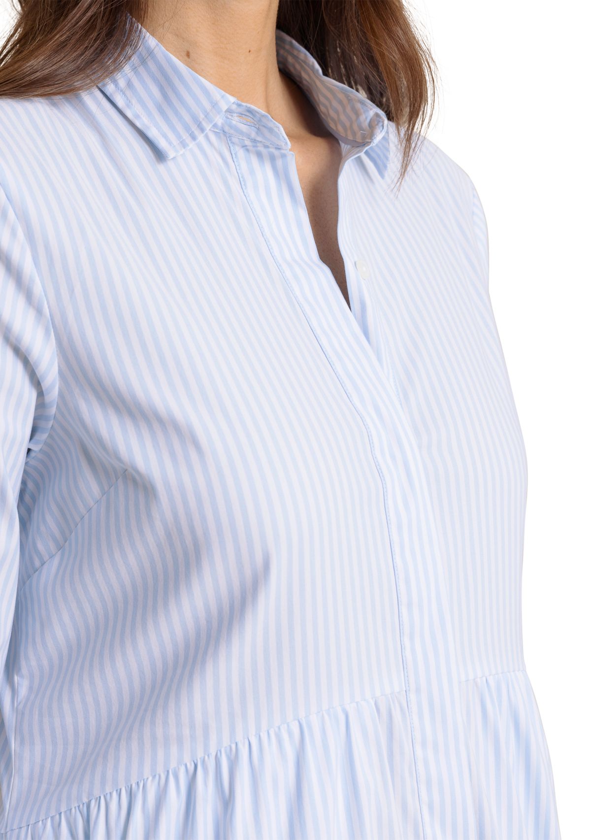Womens 3/4 Sleeve Striped Collared Dress