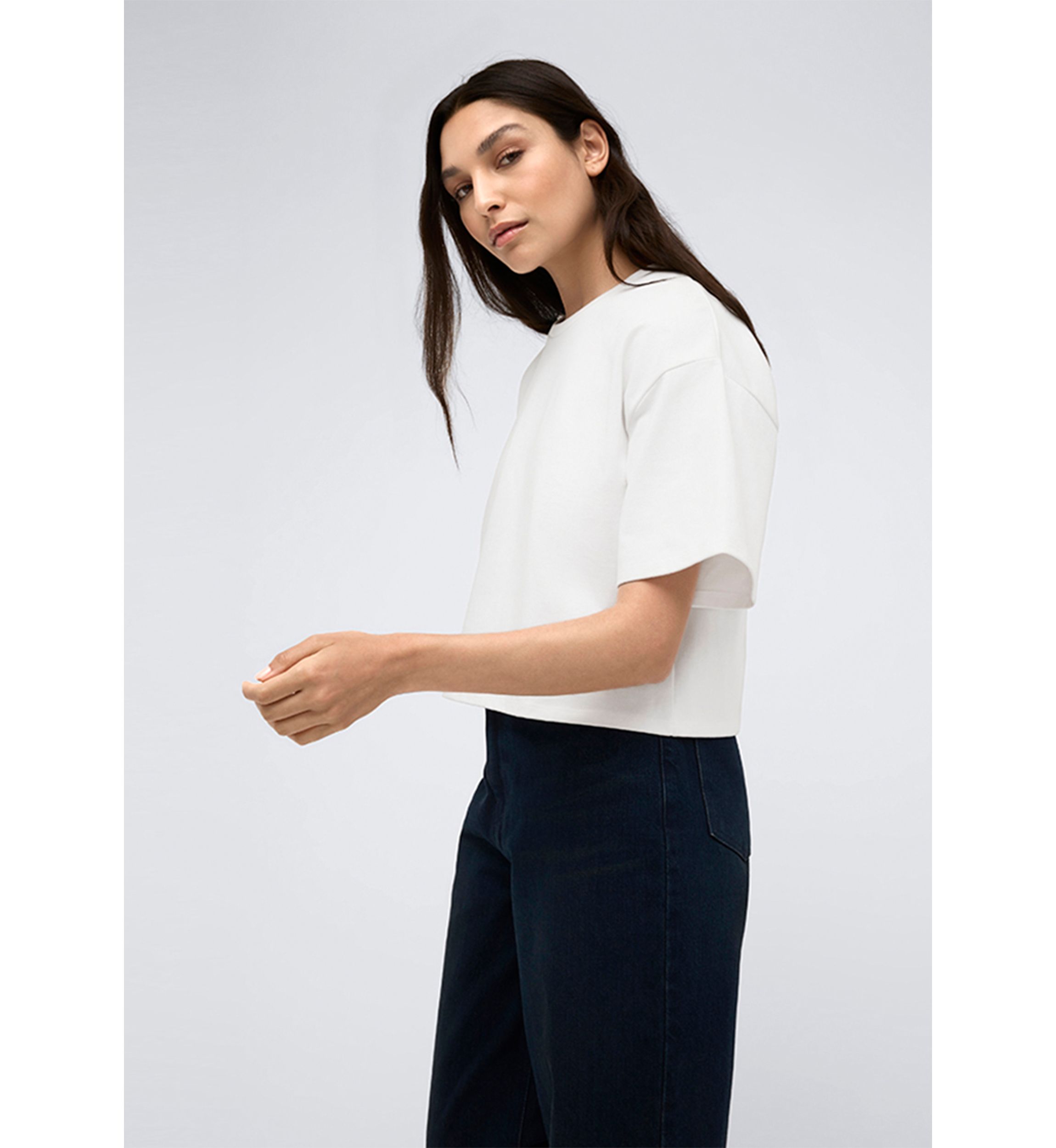 Womens Drop Shoulder Crop T-Shirt