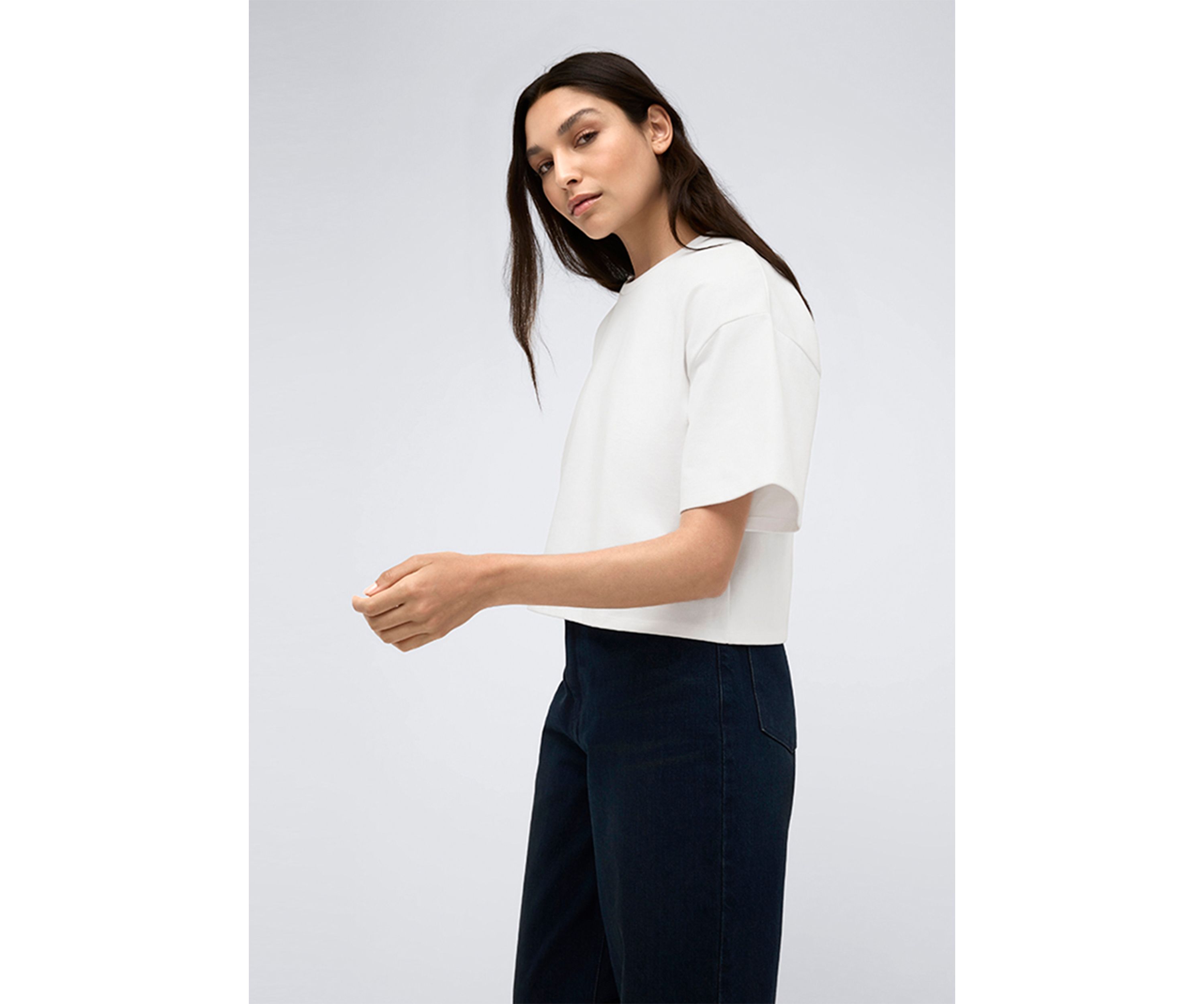 Womens Drop Shoulder Crop T-Shirt