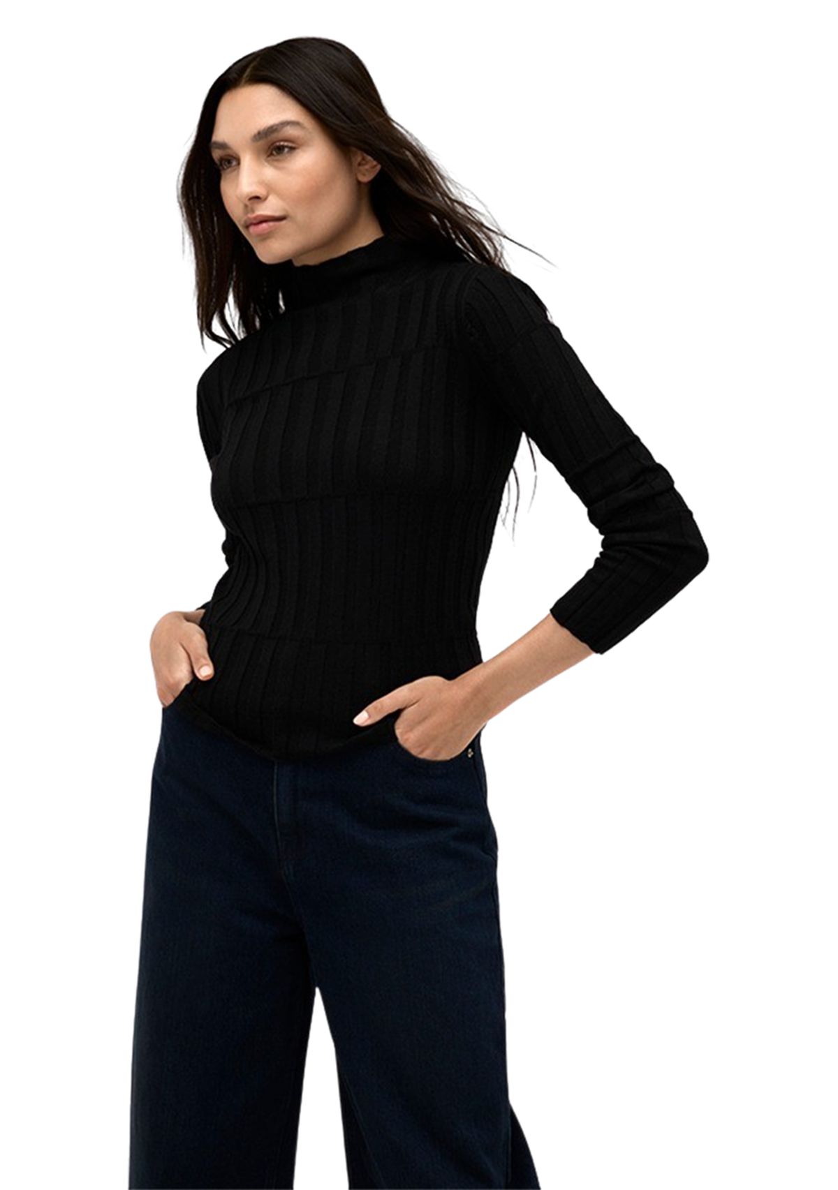 Womens Ribbed Mock Neck Sweater