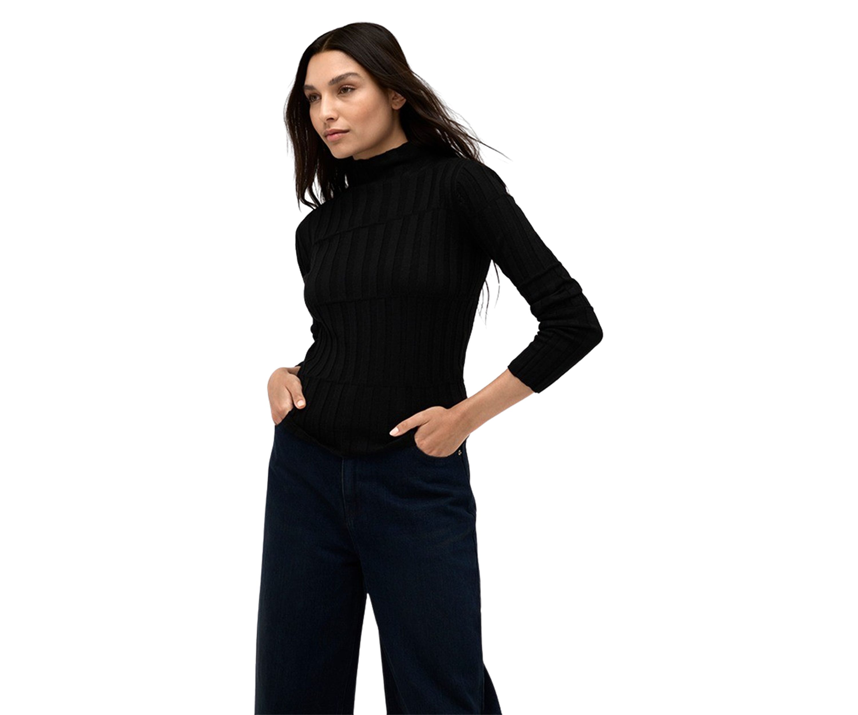 Womens Ribbed Mock Neck Sweater