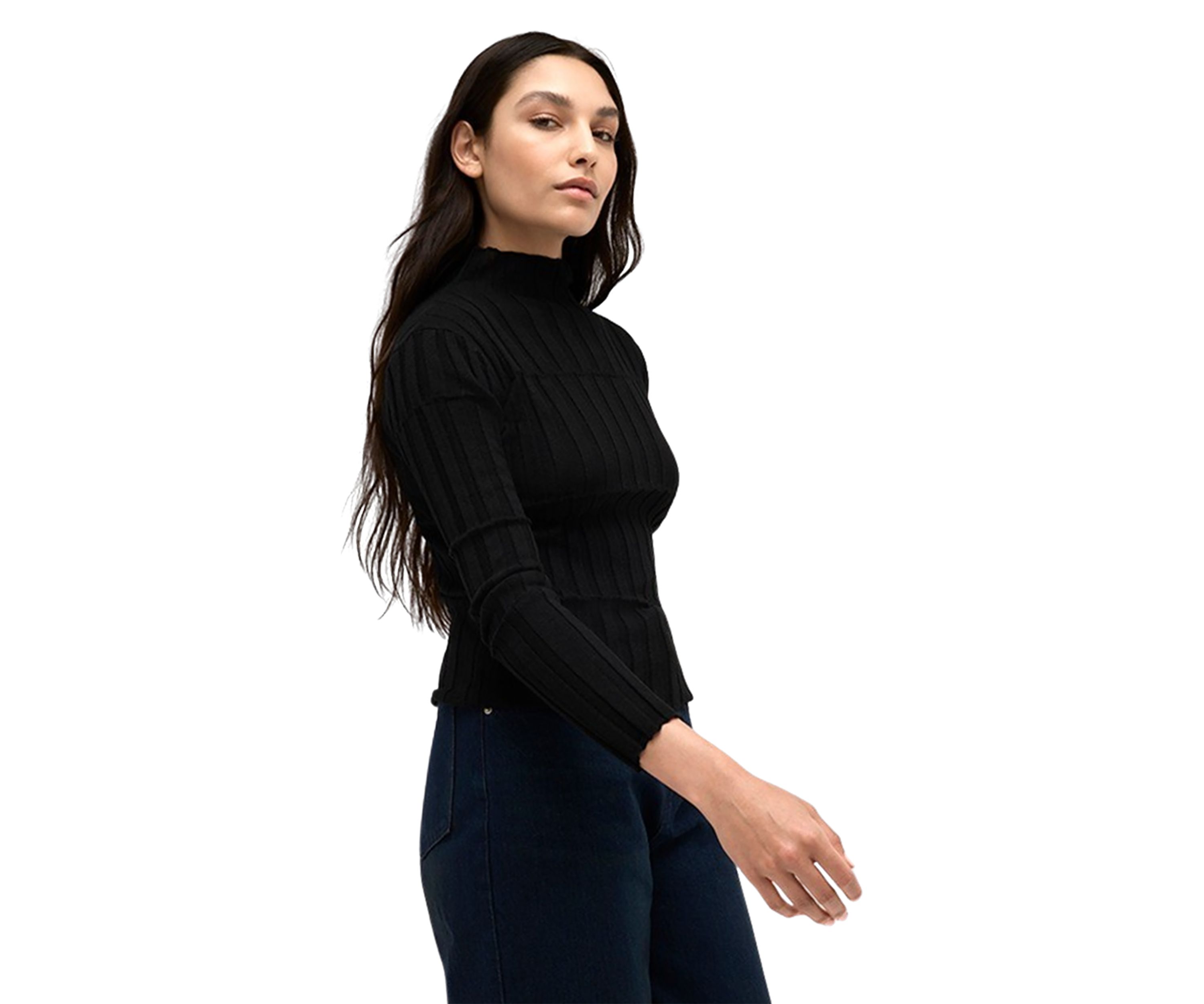 Womens Ribbed Mock Neck Sweater