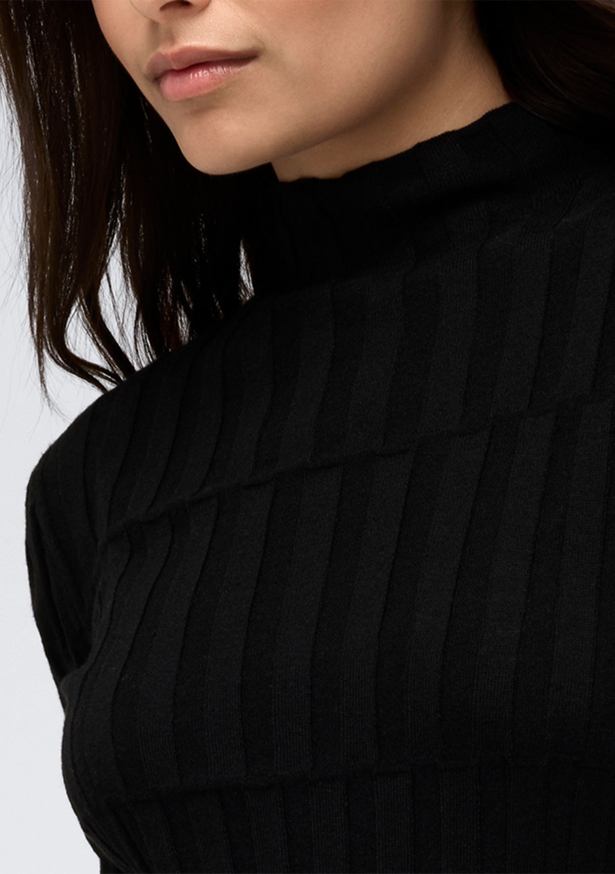 Womens Ribbed Mock Neck Sweater