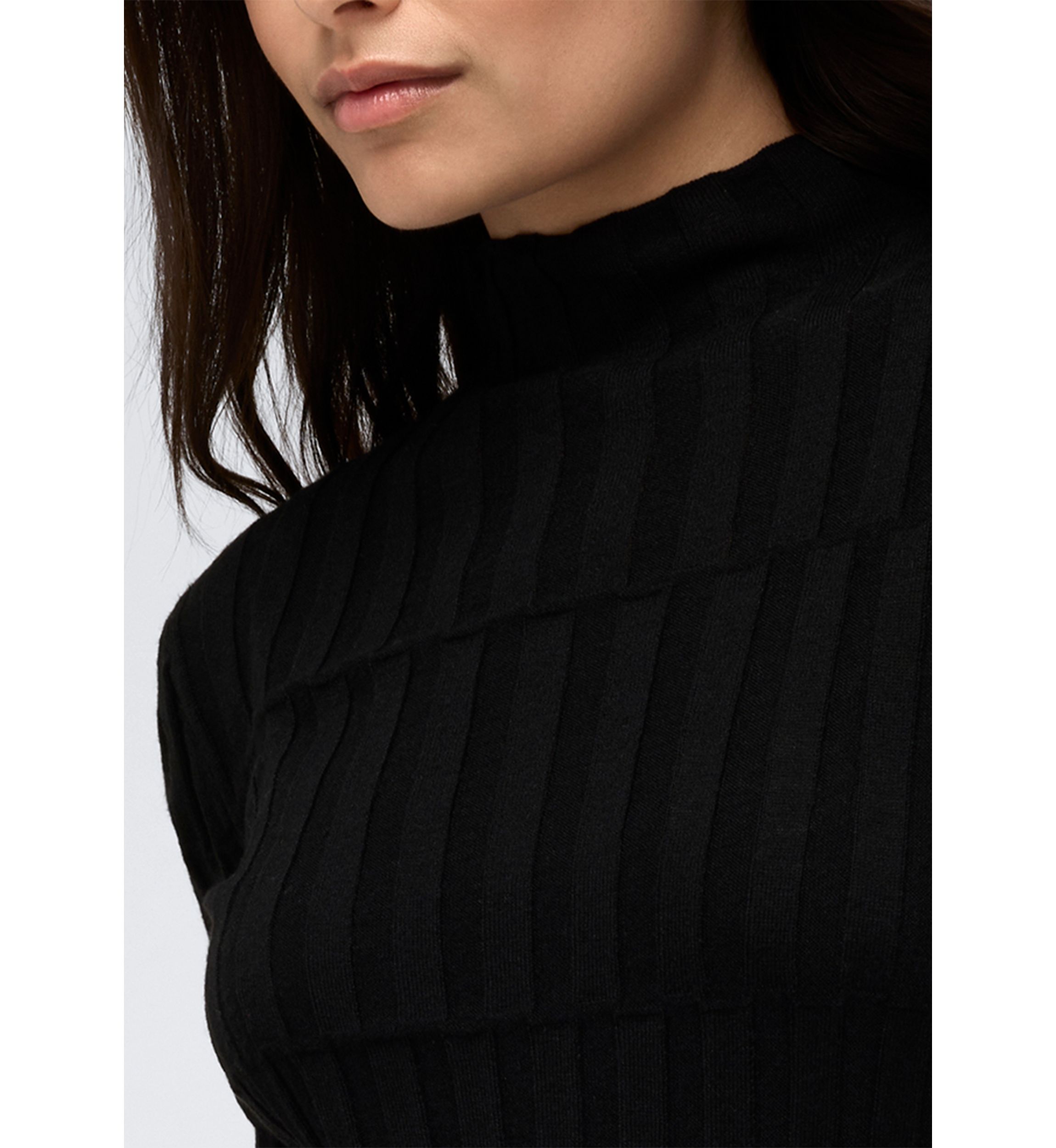 Womens Ribbed Mock Neck Sweater