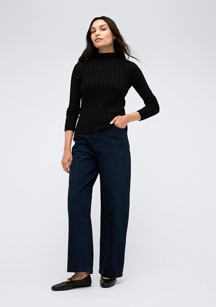 Womens Ribbed Mock Neck Sweater