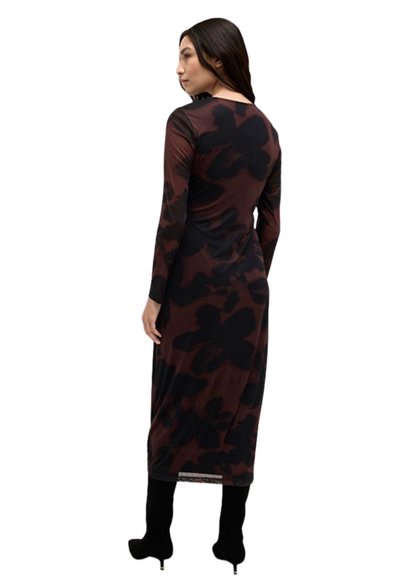 Womens Smudge Printed Mesh Midi Dress